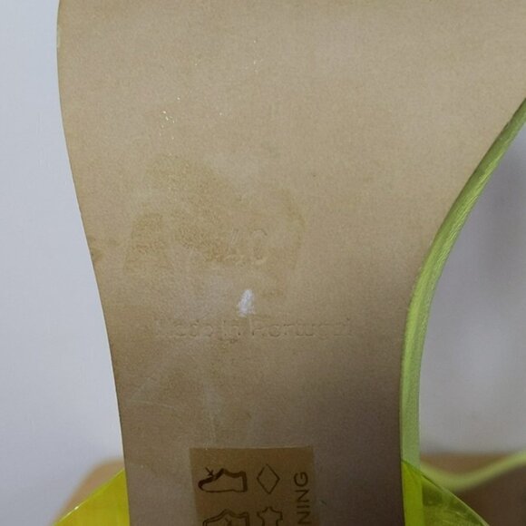Free People Neon Yellow Transparent Sandals Heels Shoes Square Toe - Picture 6 of 7